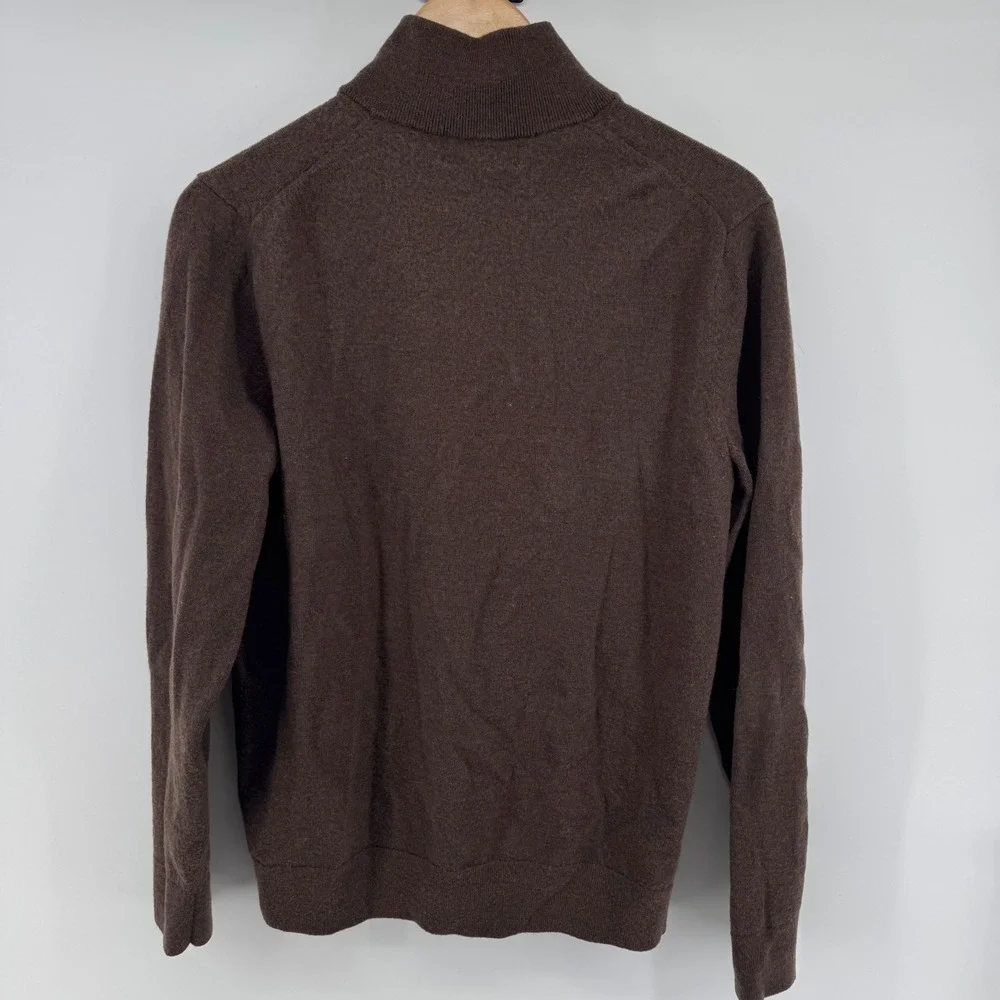 Banana Republic Italian Merino Wool by Baruffa Men Large Tall Half-Zip Brown